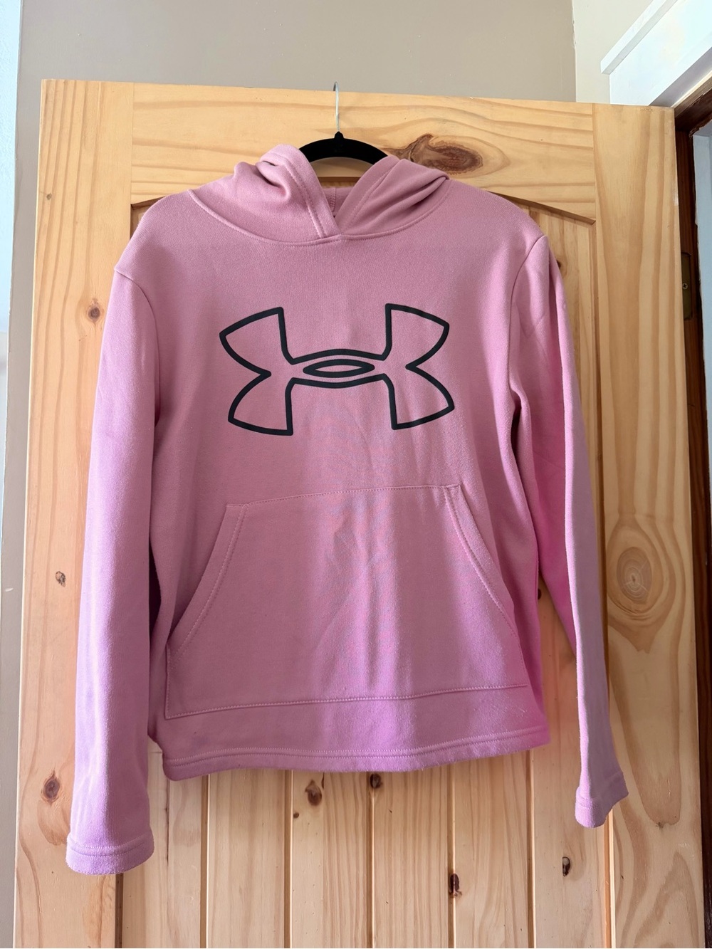 Under Armour Pink Pullover Hoodie with Black Logo